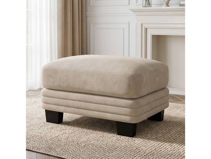 Pouf Repose-pieds - 77x55x48 cm - Repose-pieds capitonné en tissu chenille et mousse haute densité - Café clair