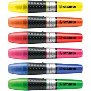 Stabilo Textmarker Luminator, 6 Stück, Strichbreite 2 - 5mm, im Etui, farbig sortiert