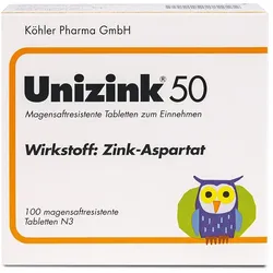 UNIZINK 50 magenschonende Zink Tabletten – bei Zinkmangel 100 St