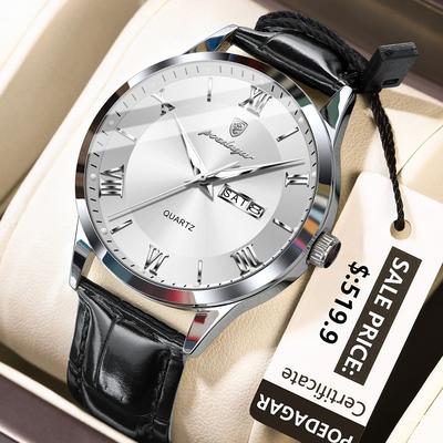 Uplifted Finds POEDAGAR Top Luxury Military Waterproof Mens Quartz Watch silver White