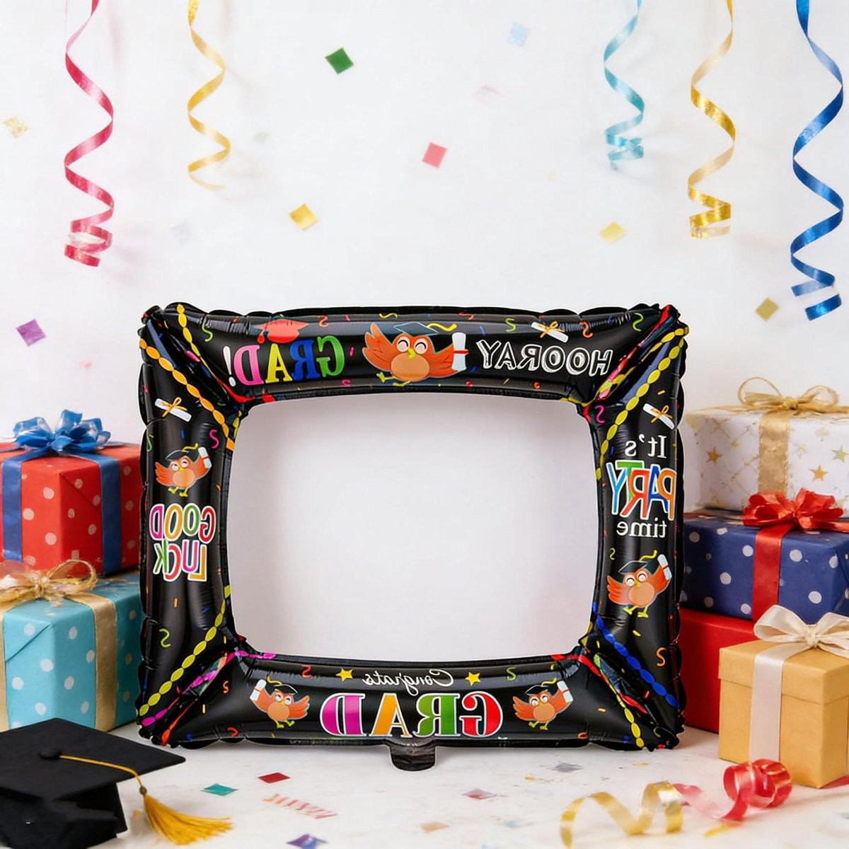Silvester Opblaasbare Selfie Frames Fotolijst Booth Feestdecoratie Set van 8 Stuks Wit 55 x 57 cm
