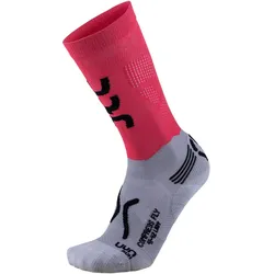 UYN Run Compression Fly lange Laufsocken mit Cool-Air-Flow Technologie aus Natex Damen anthrazit/coral 35-36