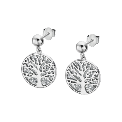 Paar Ohrstecker LOTUS "Essentials - Baum des Lebens", silber (edelstahlfarben), Ohrringe, Damen, 14,5mm, Edelstahl