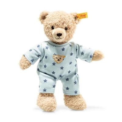 Steiff 241642 - Teddybär Junge Baby mit Schlafanzug, beige/blau, 25 cm