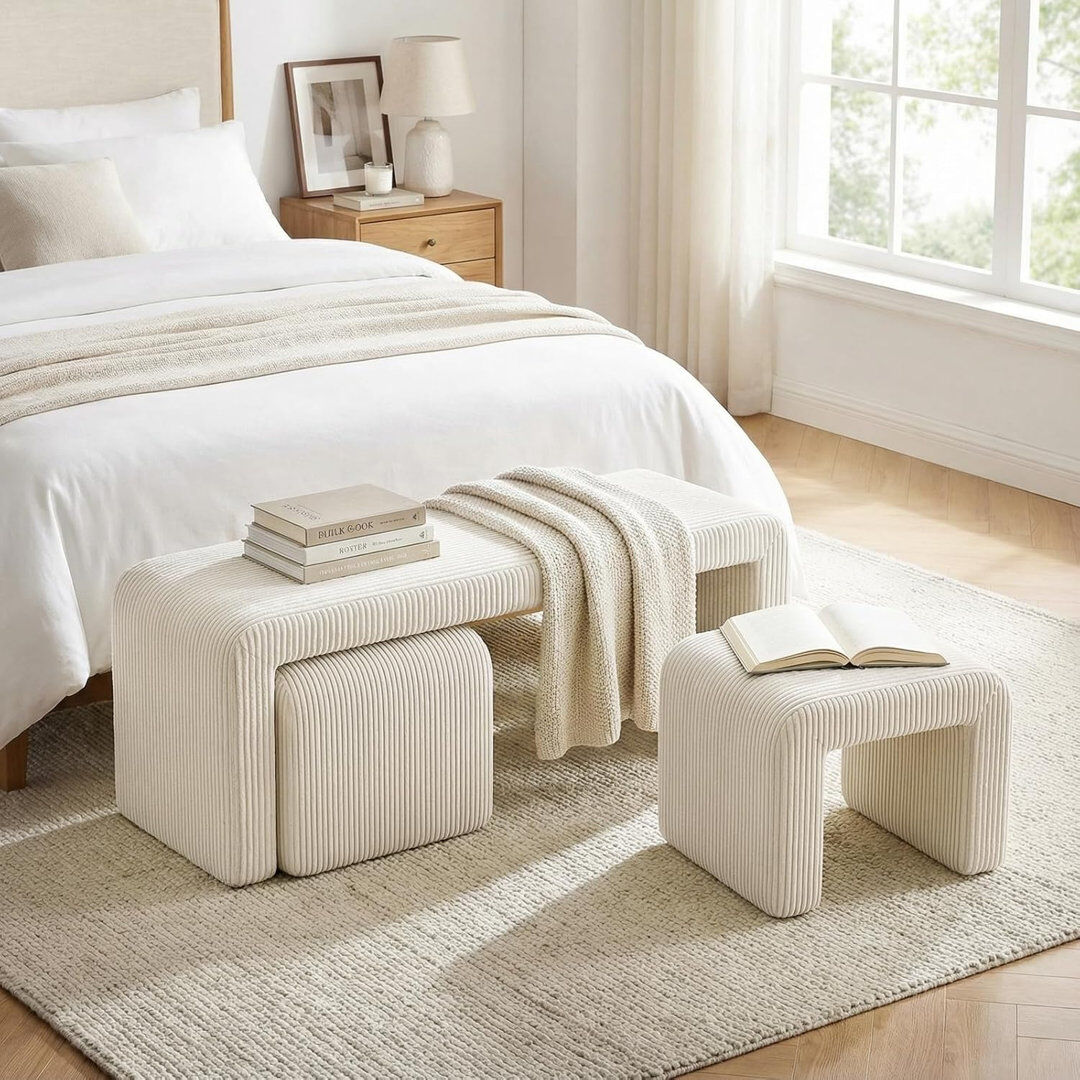 17 Stories Storage Bench Beige