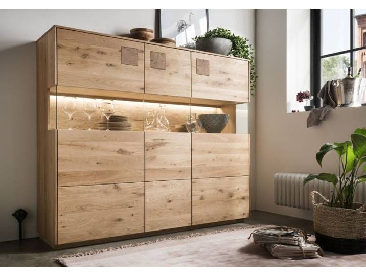 Highboard LEON aus Wildeiche mit 3 Türen – Montierte Lieferung – 3%-Vorkasse-Rabatt