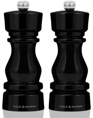 "Cole & Mason London Black Acrylic Salt & Pepper Mill Gift Set 6"""