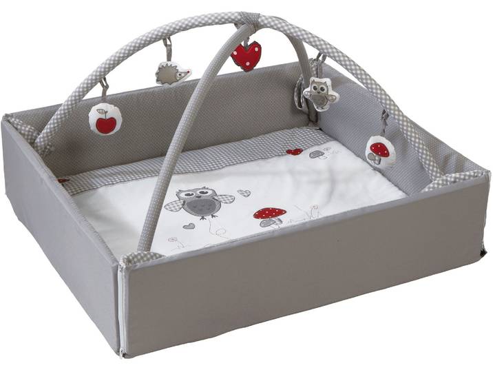 Bettnestchen ROBA 4in1, Adam & Eule , grau, Obermaterial: 65% Polyester, 35% Baumwolle. Füllung: 100% Polyester, Bettnestchen, Bettnestchen, mit Activity-Spielbogen