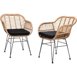Polyrattan Korbsessel Bali 2er-Set Natur