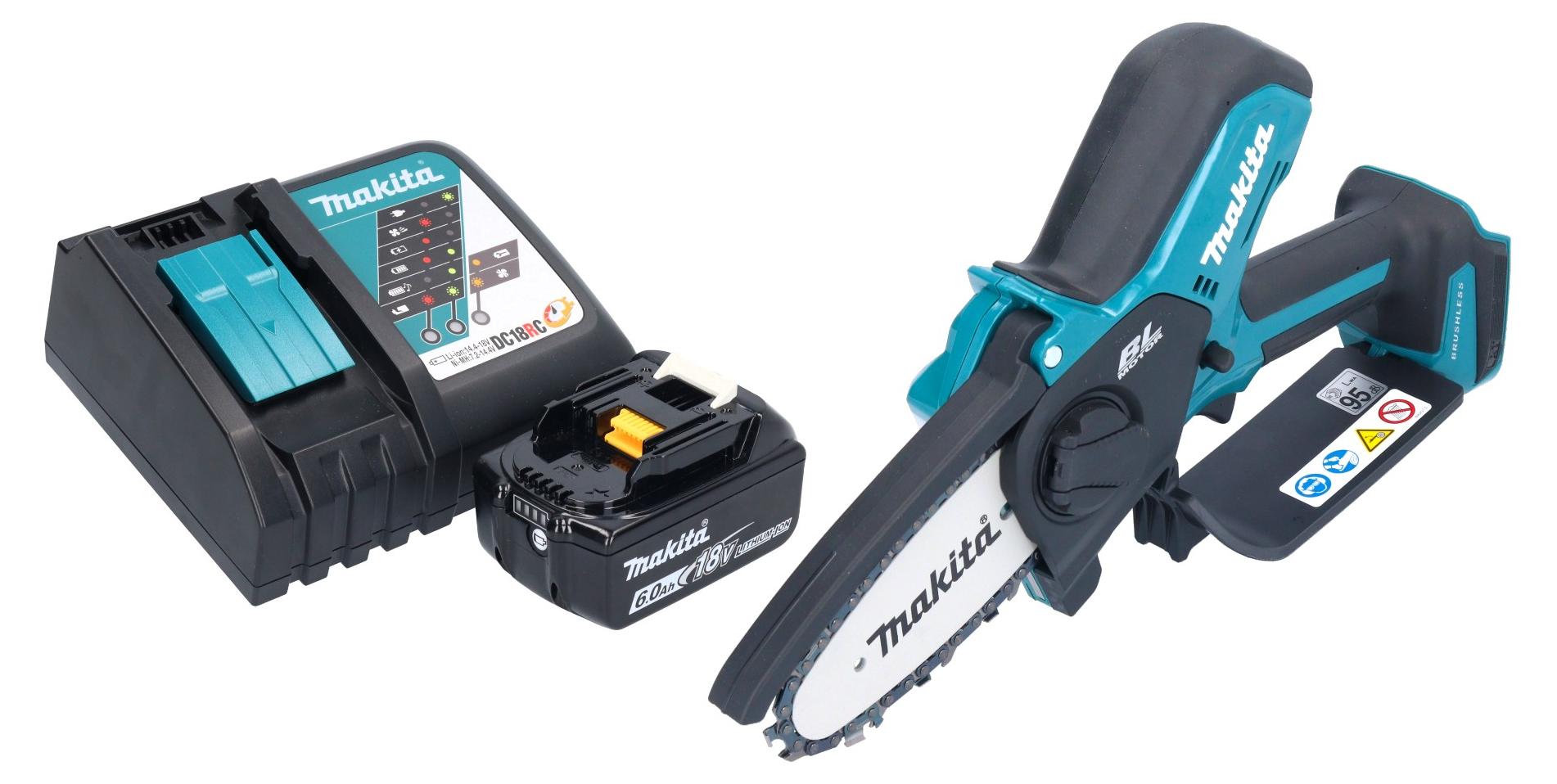 Makita DUC 101 RG01 Akku Astsäge 18 V 10 cm Brushless + 1x Akku 6,0 Ah + Ladegerät