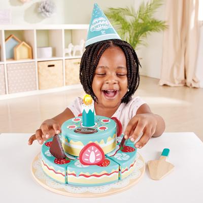 Hape: Interactive Happy Birthday Cake - 16pc Light & Sound Wooden Toy, Ages 2+