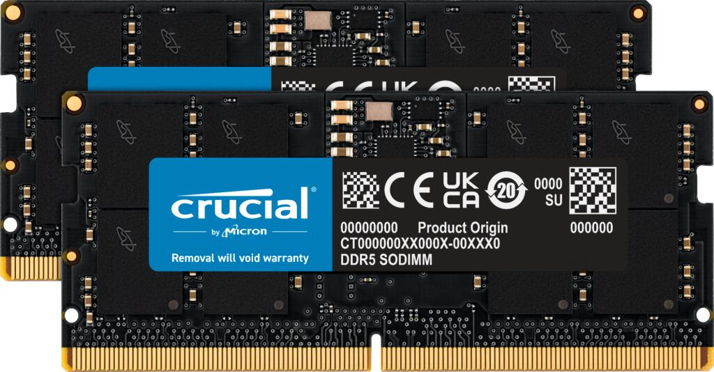 Crucial RAM 32GB (2x16GB) Kit DDR5 5600MHz SODIMM schwarz CT2K16G56C46S5