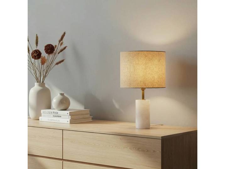 Lampe à poser en textile beige