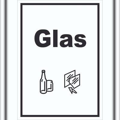 HB-Druck Glas Mülltrennung Schild Text Symbol Scheibe Flasche hochkant A0 (841x1189mm)
