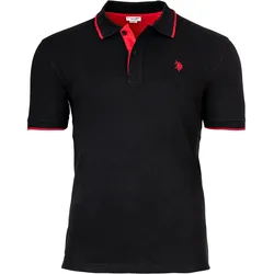 U.S. POLO ASSN. Herren Poloshirt mit Kontrast-Details - Piquet, Logo, Cotton Stretch Schwarz / XL