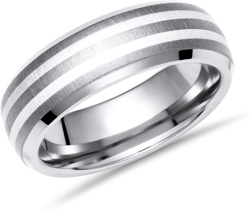 Unique Ring Titan mit Einlage Silbern 6mm matt silber