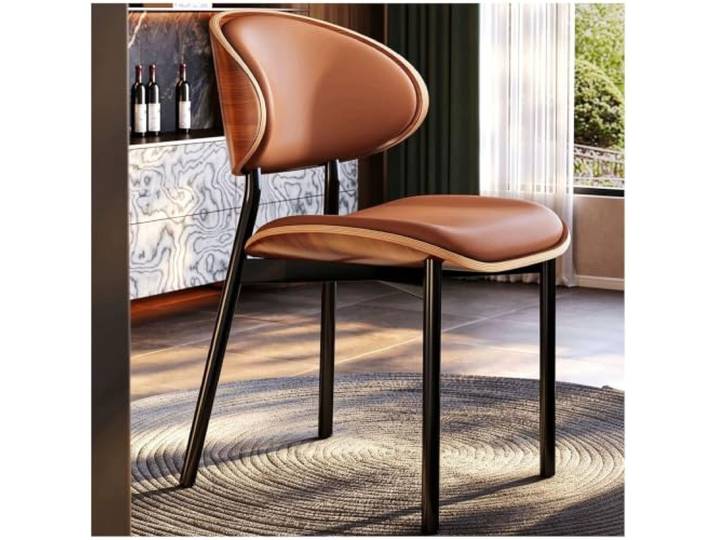 Ergonomischer moderner Esszimmerstuhl, PU-Lederstuhl Ergonomische Wirbelsäulenstütze, PU-Leder, 300-Pfund-Karbonstahlkonstruktion, for Esszimmer und Besprechungsräume(Orange,1ps)
