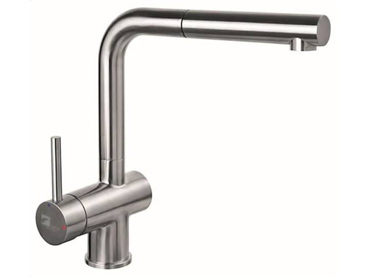 AquaCucina 45008-E Armatur LAGO S Edelstahl matt gebürstet mit ausziehbarem Auslauf/Küchenarmatur/Einhebelmischer