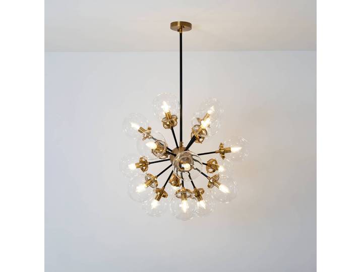 Glazen hanglamp Moltiplicatore, dimbaar, messing / goud, Woon-/ Eetkamer, Messing, hanglamp