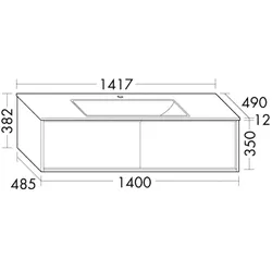 Burgbad Keramik-Waschtisch+Wtu Uomo Preisgruppe 3 Eiche Weiß/Weiß Velvet, SHNJ142F7473C0037 SHNJ142F7473C0037