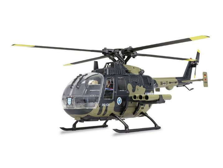Amewi RC-Helikopter Amewi Bo105 RC Hubschrauber Bundeswehr Brushless 3D 6G RTF 4-Blatt