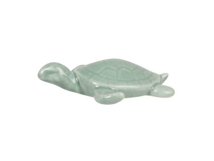 Schildkröten-Statuette aus hellblauem Porzellan, H2cm