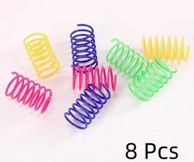 Inspired Living Bouncy Plastic Spring Cat Toy For Indoor Cats 8pcs