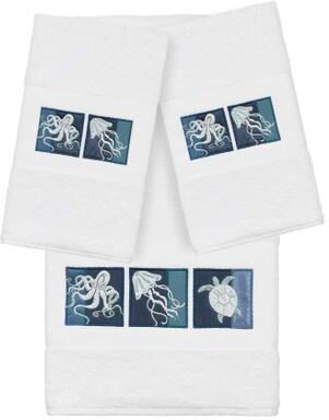 Authentic Hotel and Spa 100% Turkish Cotton Ava 3PC Embellished Towel Set