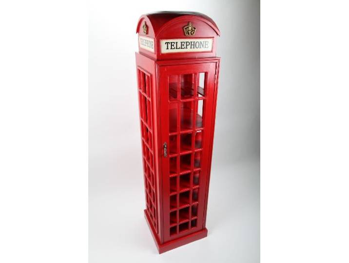 point home Weinregal Getränkeregal Flaschenregal Weinschrank 'Telefonzelle' im Retrolook Rot 171cm