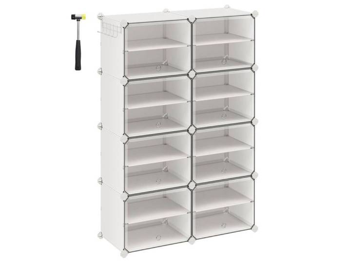 Étagère à chaussures - HELLOSHOP26 - Modulable - 8 compartiments - 32 paires - Blanc