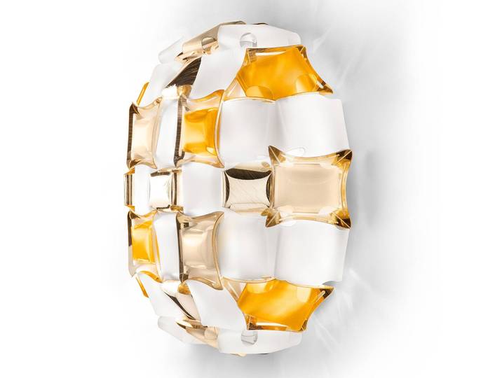 Slamp Mida Wandleuchte, 32x32 cm, amber/weiß Mida, dimmbar, creme / amber, für Wohn- / Esszimmer, Kunststoff, Design