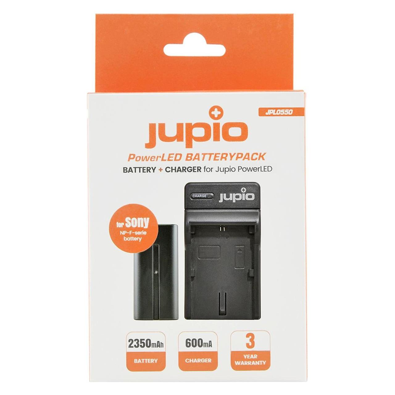 Jupio Ladegerät für Sony NP-F550 + Akku 2350 mAh (Kamera Akku Ladegerät) (JPL0550)