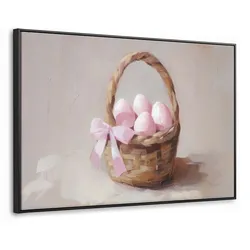 LEINWAND Bilder mit Rahmen - Korb - Eier - Rosa - 150x100