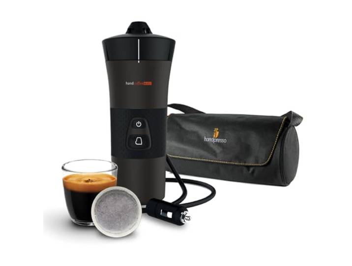Handpresso - Handcoffee 12V Set Pack 12V Kaffeemaschine für auto kompatibel mit Senseo Pads, inkl. Tasse und Tasche – perfekter Kaffee unterwegs im auto