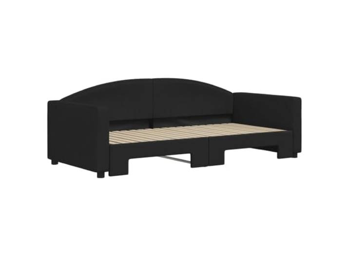 KTHLBRH Ausziehbares Schlafsofa, schwarz, Stoff, 90 x 190 cm Gestell aus Holz und Metall, Lattenrost inklusive, modernes Design, 2 notwendige Matratzen