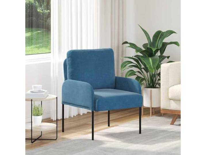 ZQQLVOO Sofa mit Kissen 55cm Blau Polyester Runde Kissen, Metallbeine in Schwarz, Strapazierfähig, Leicht zu Reinigen