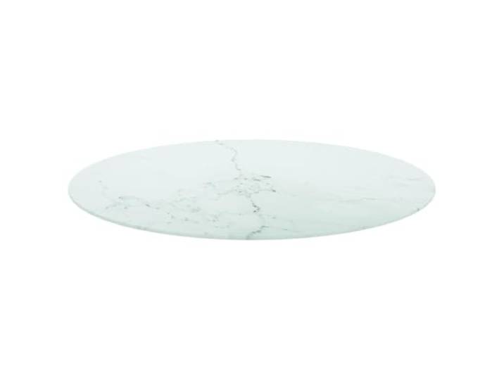 HGPOTUY Tischplatte Weiß Ø80x1 cm Hartglas in Marmoroptik Esstisch, Couchtisch, Beistelltisch, gehärtetes Glas, leichte Reinigung, runde Form