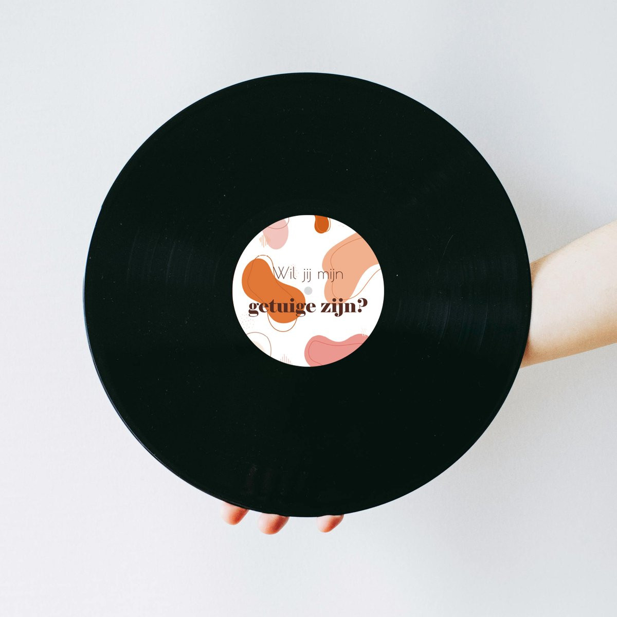 Vinylplaat met abstract roze design - Uniek cadeau voor getuigen