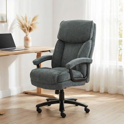 HOMCOM Big and Tall Executive Computer Chair with Swivel Wheels, Gray