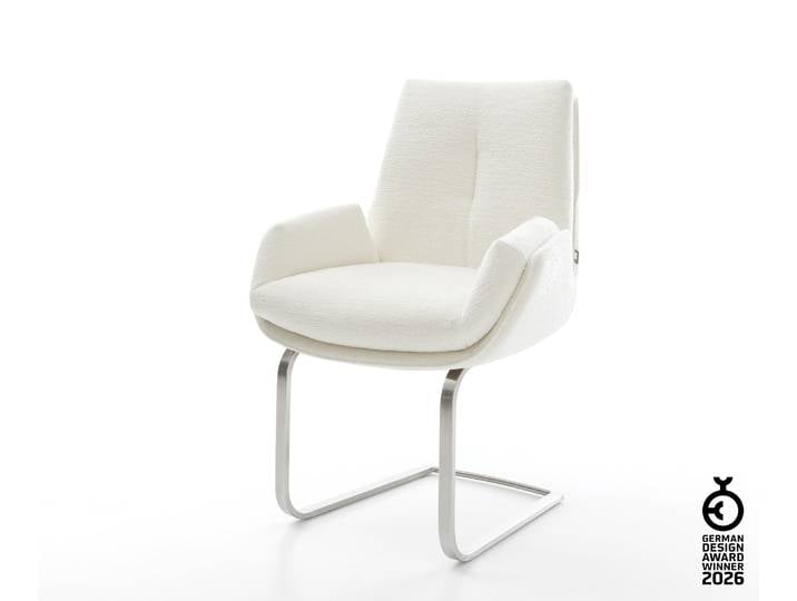 Freischwinger Clea-Flex Bouclé Soft Beige Freischwinger flach Edelstahl, Esszimmerstühle