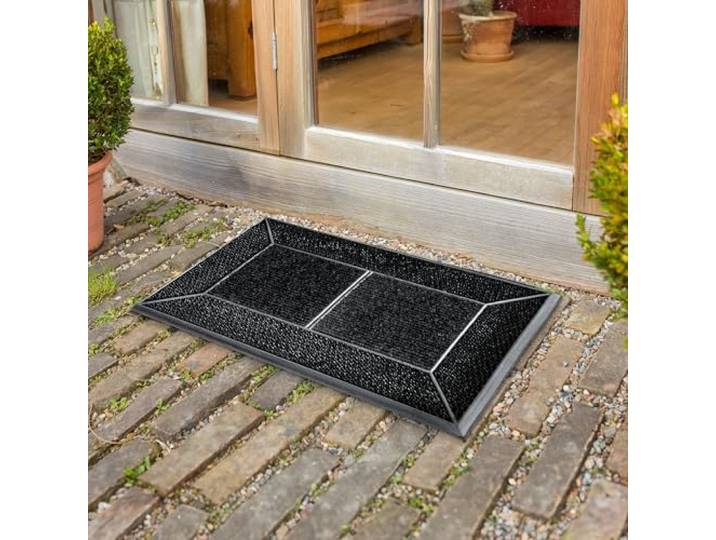 Fussmatte außen rutschfest wetterfeste Fußmatte 45x75cm Streifen anthrazit