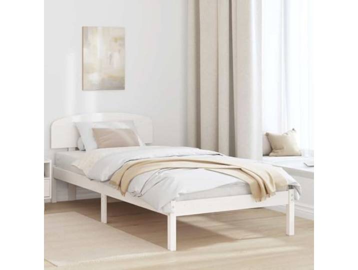 Bettrahmen mit Kopfteil Weiß 75 x 190 cm Massives Kiefernholz Stabile Konstruktion, fester Lattenrost, einfache Montage, pflegeleicht