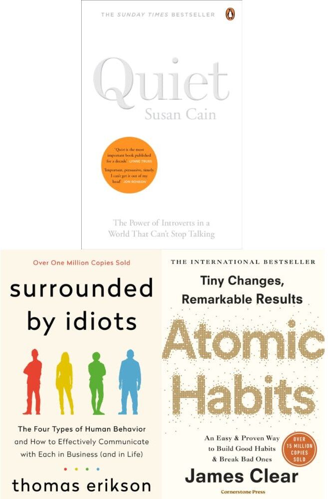 Penguin Quiet, Atomic Habits, Surrounded by Idiots 3 Books Collection Set