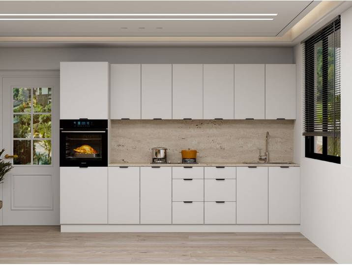 ROYAL24_MARKT Küchenzeile – 300 cm – Lunara – Ohne Arbeitsplatte & Elektrogeräte, (Set), Top Qualität - Modernes Design - Feinste Materialien