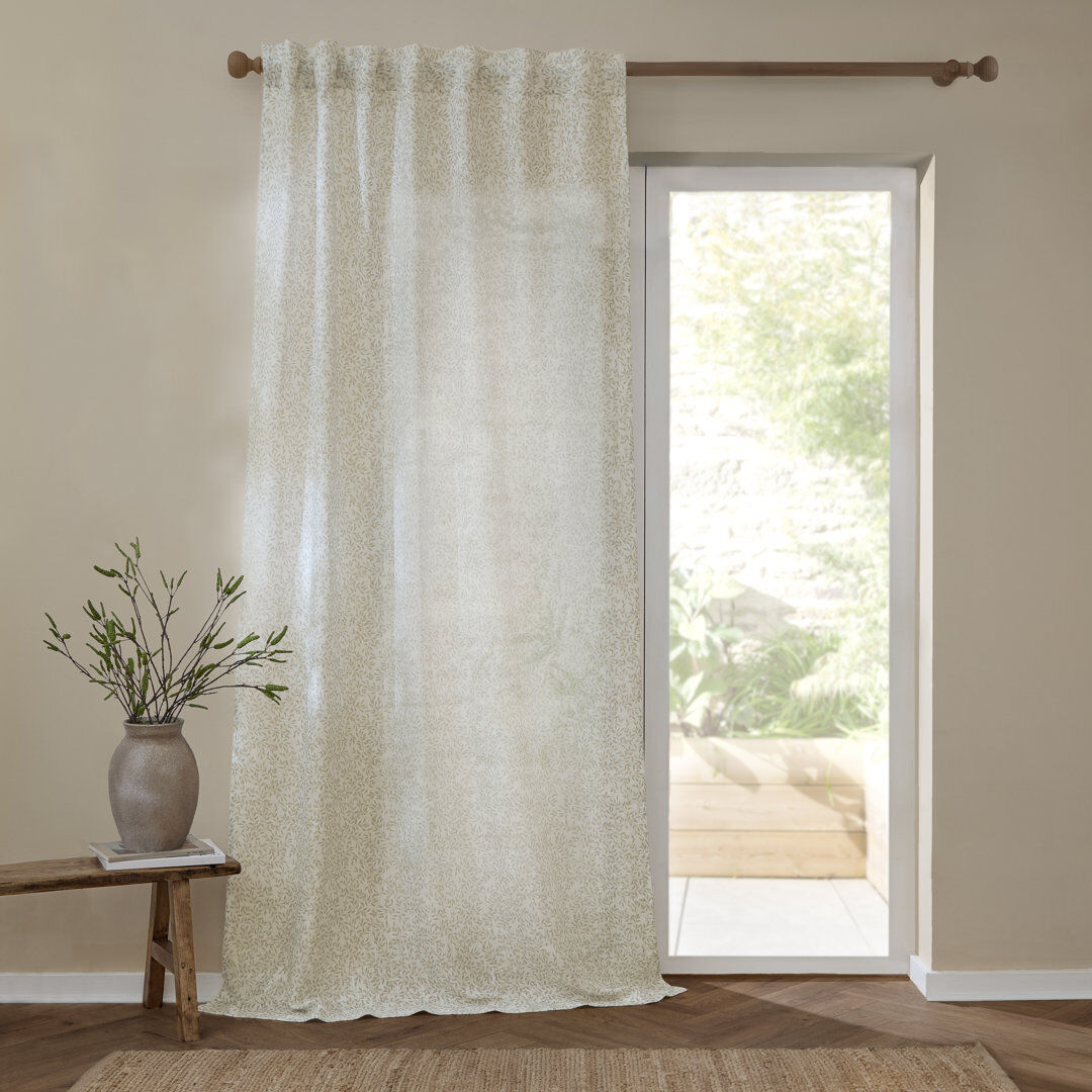 Yard Perrie Leaf Sheer Single Curtain Panel White 290cm Width x 250cm Drop