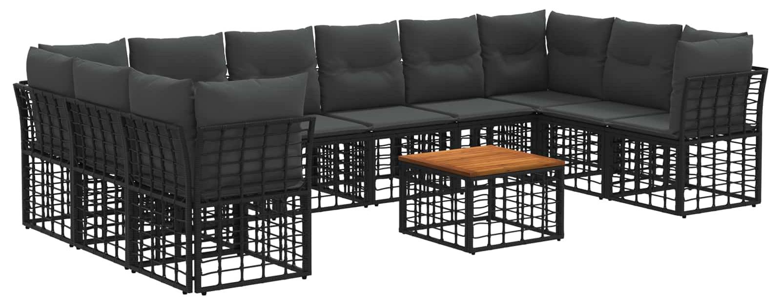 Outdoor-Sofagarnitur 11 pcs Schwarz und Dunkelgrau Polyester