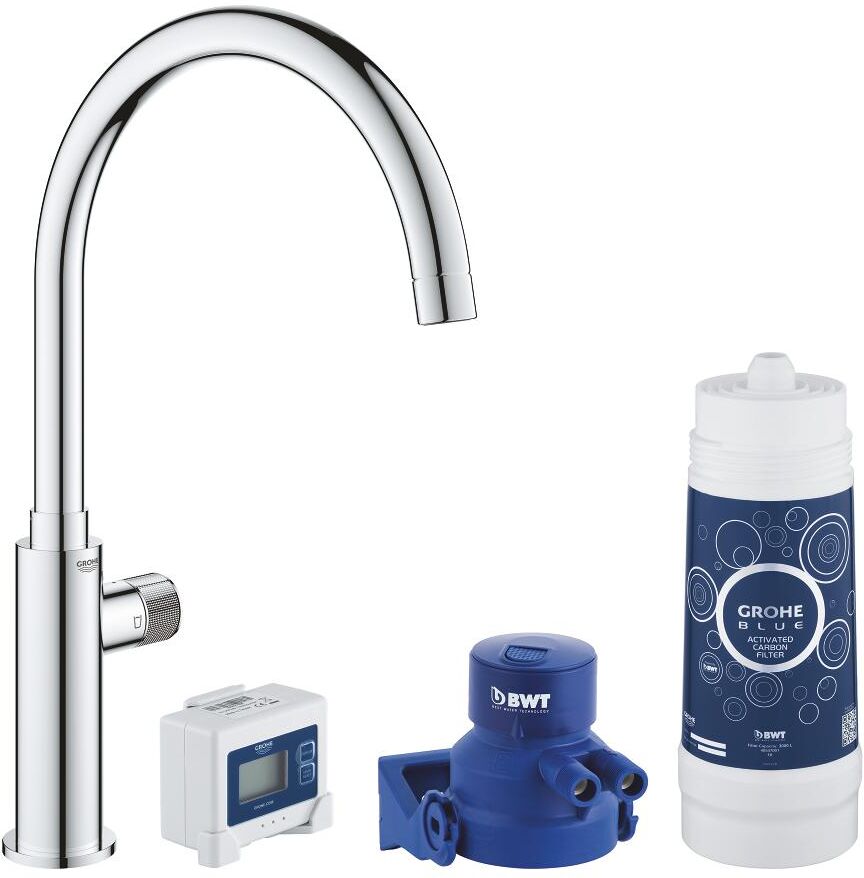 Grohe Blue Pure mitigeur d'évier 30387000 chrome, kit de démarrage, bec C