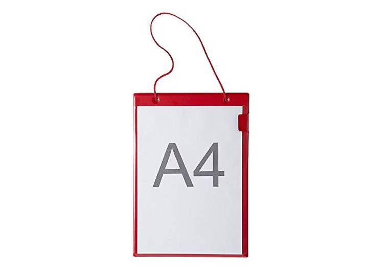 10 x Opbergtas DIN A4 met doorzichtige tas. rood