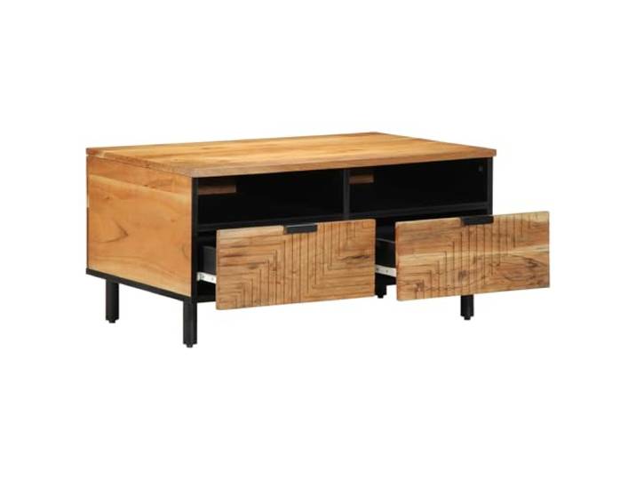 HEFZGDB Couchtisch aus Massivholz Akazie 80x54x40 cm mit Schubladen Industrielles Design Wetterbeständig für Innen und Außen Robuster Wohnzimmertisch mit Stauraum