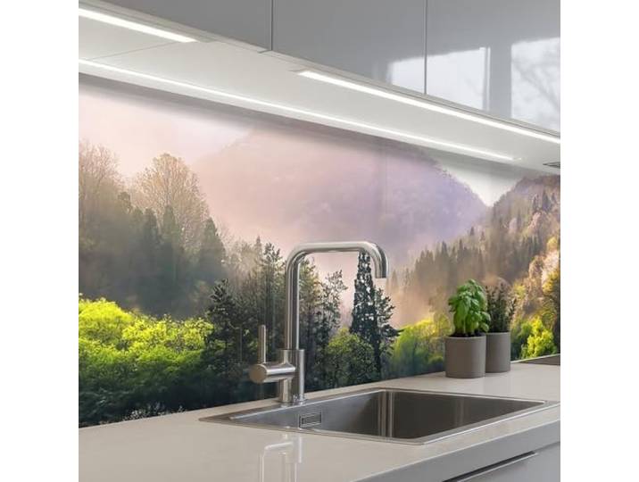 KitchenYeah© Spritzschutz Küchenrückwand Küche Abwaschbar Selbstklebend 80x300 cm - Küchenwand Küchenfront Küchen Rückenwand Wandschutz Natur - Bäume - Berge - See - Wasser